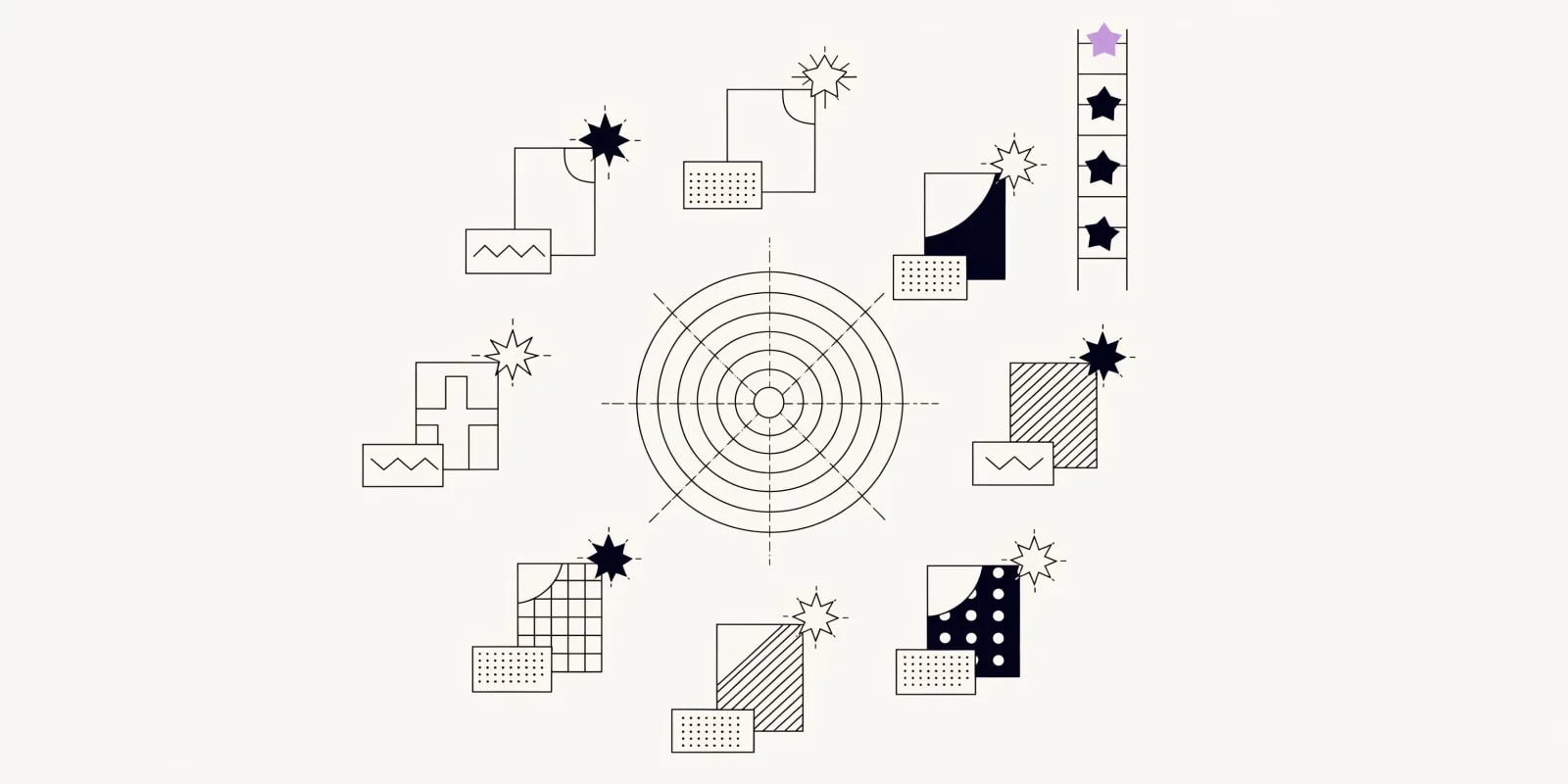 the ICP signal scorer runs a radar-scope over account cards, tagging each with signal-star ratings (funding, hiring, tech-stack) and ranking them into a priority-tier ladder with the top tier highlighted in lavender