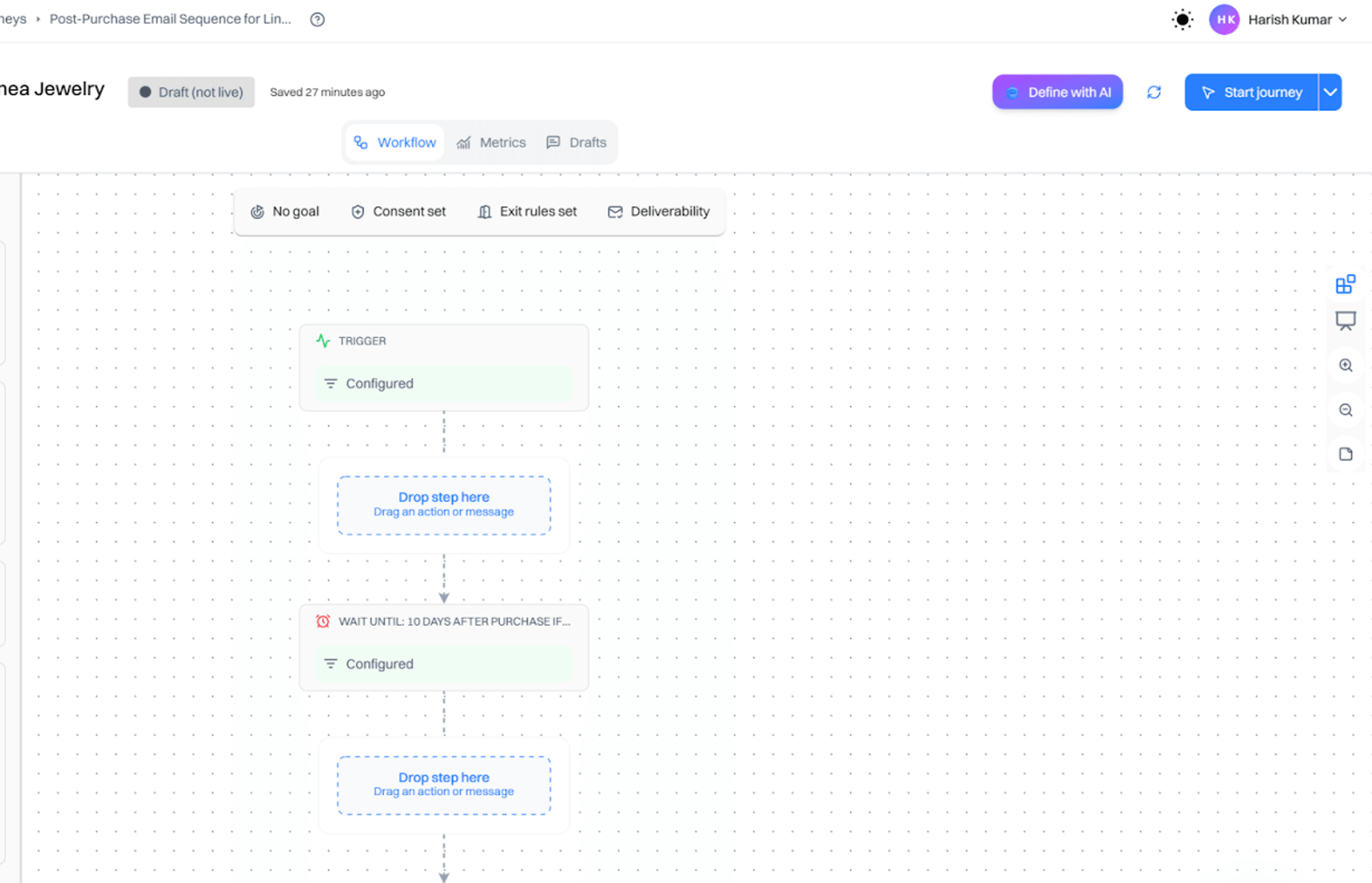 Step 3: Build the journey in Intempt