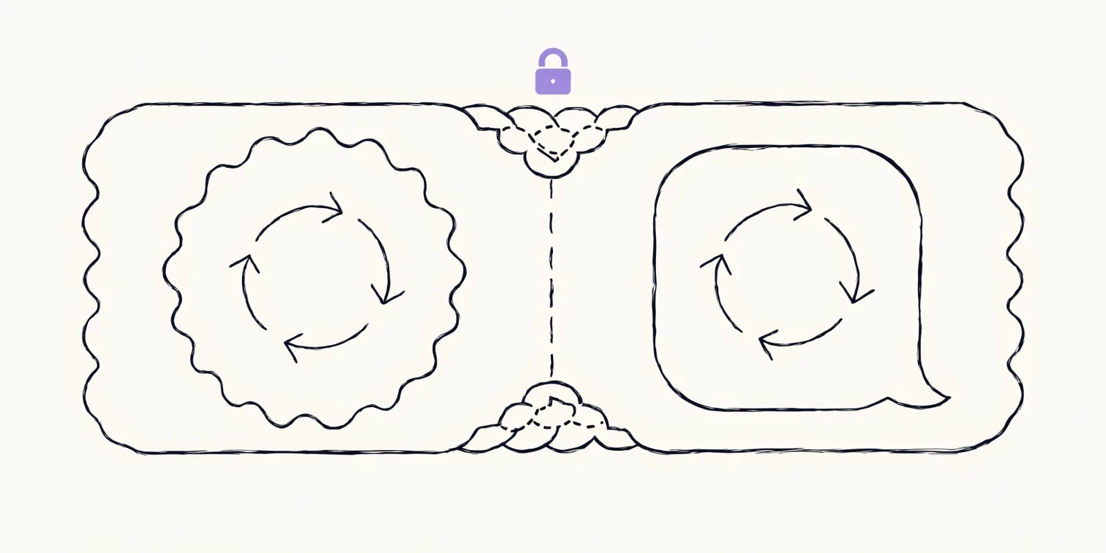 Two walled ad platform compartments side by side, each running automation loops inside its own boundary, with a broken dashed line and a small lock icon between them showing that cross-platform budget reallocation is blocked