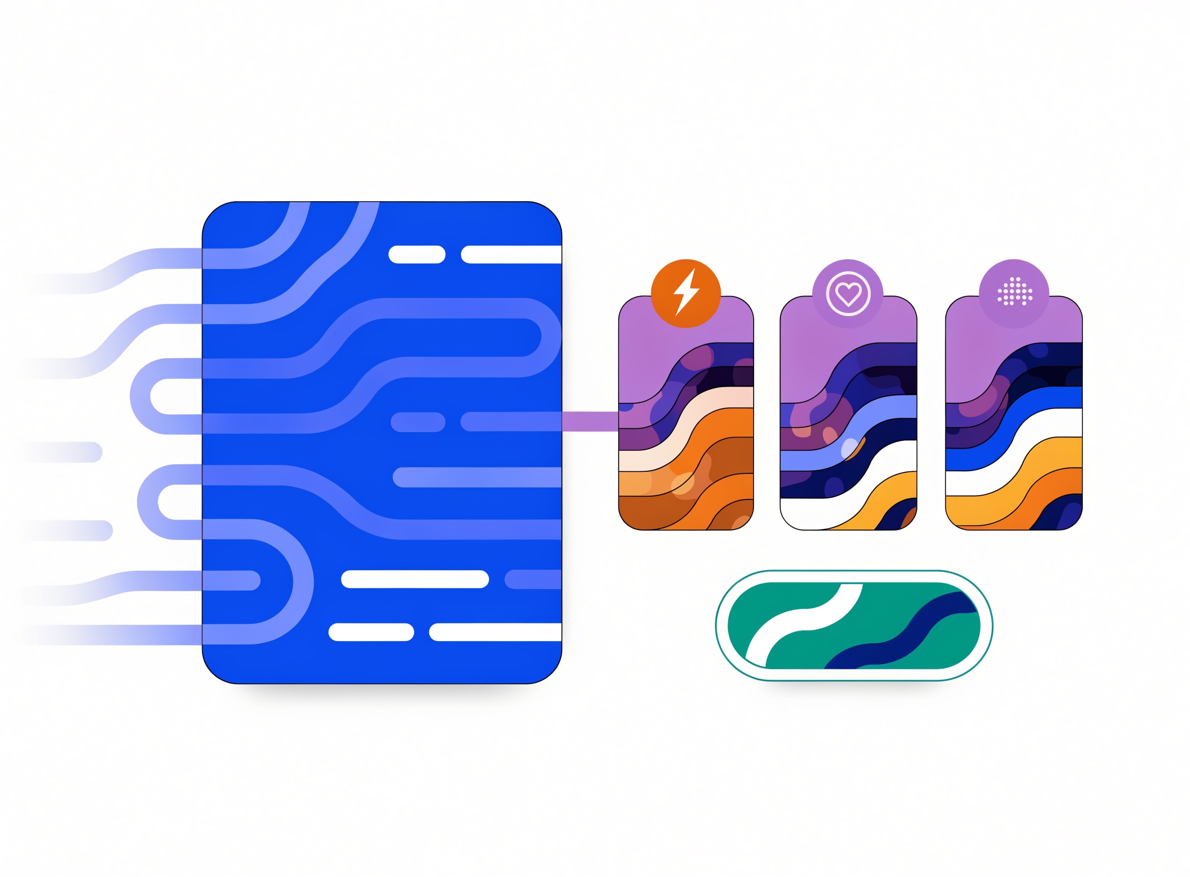 the-transcript-miner reads a transcript with wavy audio lines into three extracted-note cards - deal signal, confirmed pain, stakeholder map - and one recommended-next-action tag in Sell green