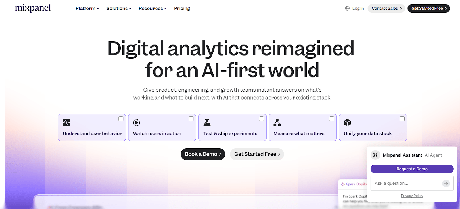 Mixpanel analytics interface
