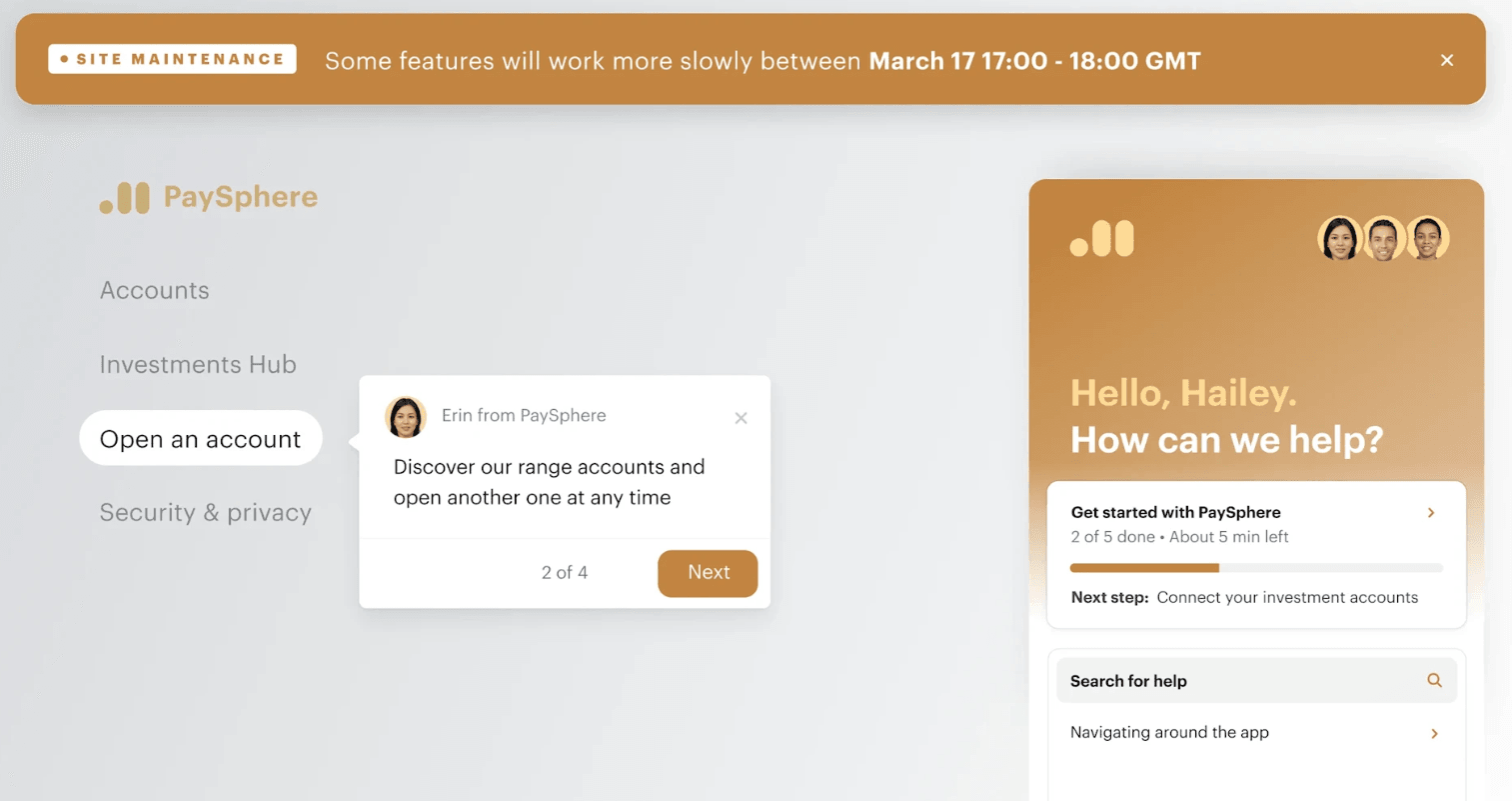 Proactive customer support journey example